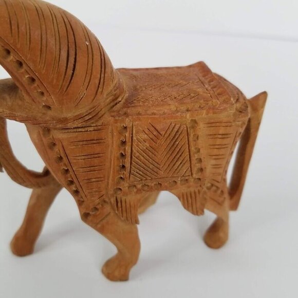 Handcrafted 4" Wooden Horse Figurine With Intricate Tribal Carvings - Picture 7 of 10